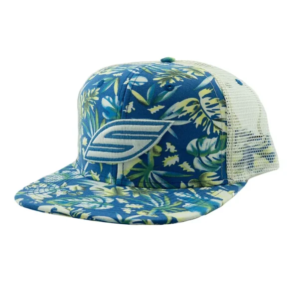 Blue Flower Trucker Snapback Hat - Perfect for Paintballing blue flower trucker snapback h 0 1753354070 - EASTCOASTPAINTTBALL